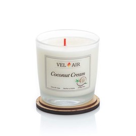 VEL AIR Vela Aromática Coconut Cream (Crema de Coco) Ecologicas. 250 gr/ 9 oz.de cera de soya, Velas Aromaticas, Velas Relajantes, Velas Decorativas.