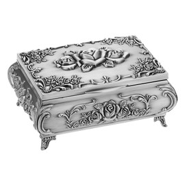 IGNPION Metal Decorative Music Box Rose Elegant Musical Jewellery Box Trinket Storage Box Music Jewelry Keepsake Ornate Display Case Birthday, Wedding, (Tune:You Are My Sunshine)