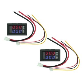 A-DIGISHUO 2Pcs 0.28" Digital Voltmeter Ammeter | DC 100V 10A Amp Voltage Current Meter Tester | 0.28 Inch 3 Bits Blue + Red Dual LED Display Panel with Connect Wires