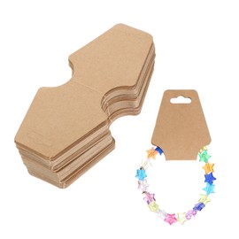 100Pcs Jewellery Display Cards, 4.7 x 2 Inch Bracelet Holder Tags Kraft Paper Jewelry Hanging Packaging Cards for Selling Earrings Bracelets Keychain Hair Band and Scrunchies