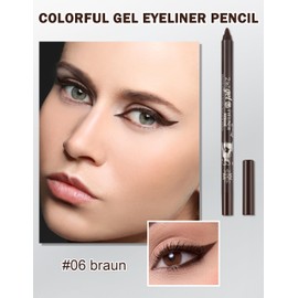 Jutqut Matte Gel Eyeliner, Brown Waterproof Eye Pencil, Waterproof Long Lasting Liner Stick, Eyeliner Pen Smudge-proof Tattoo, Cream Smooth Metallic Eyeshadow Pen, Waterproof Eyeliner for Women