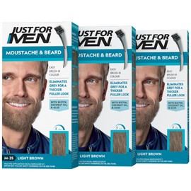 Just for Men Mustache & Beard Dye, Light Brown M25, 3 Pack