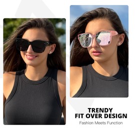 Myiaur 2 Pack Polarisiert Überzieh Sonnenbrille für Damen UV400 Schutz Sonnenbrille für Brillenträger Autofahren