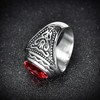 MASOP 316L Stainless Steel Ring Mens Engraved Stone Silver Color