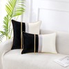 PANOD Patchwork Black Silk-Like Velvet Throw Pillow Cover with Gold