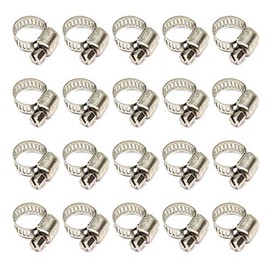 Pack of 20 Hose Clamps Stainless Steel 304 Clip for Soft Pipe Clamping Range 6-12 mm, Band Width 8 mm, Robust and Rust-Resistant Pipe Clamps