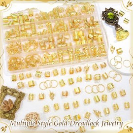 Gold Hair Jewelry for Braids Metal Braid Cuffs Clips for Women | 276PCS Hair Cuffs,Loc Jewelry Rings,11 Style Dreadlock Accessories, Braiding Hair Dec