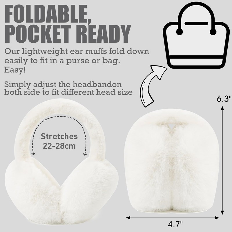 Dwenarry 1/2 Pieces Ear Warmers Women's Winter Plush Earmuffs Fluffy