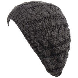 BYOS - Gorro de lana para mujer (juego disponible), Cable gris carbón, Talla única