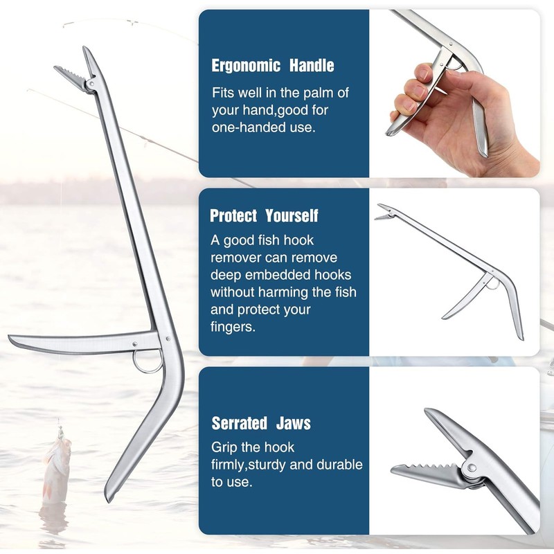 Roczential 2 Pcs Fish Hook Remover, Stainless Steel Fishing Hook