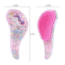 HUIEYE Cartoon Toddler Hair Brush, Hair Brush Children Without Pulling, Antistatic Massage Comb, Brush for Long Short Straight Hair or Curls for All Hair Types + Comb Cleaning Paw (Lovebirds-O)