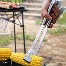 PERZOE BBQ Accessories Grill Tools, 20Pcs Stainless Steel BBQ Tool Set, Grilling Gifts for Men Dad, Grill Accessories Kit with Spatula Tongs Forks for Outdoor, for Dad Men Black 3