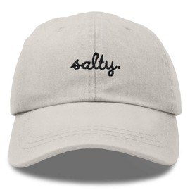 DALIX Salty Embroidered Cotton Beach Baseball Cap Adjustable Dad Hat Womens in Washed Stone White