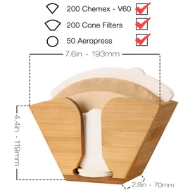 Unibene Bamboo Coffee Filter Holder, Coffee Paper Storage Container Dispenser Rack Shelf for Aeropress, Chemex, Hario V60 and Melitta Cone Filters