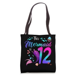 12th Birthday Squad Mermaid Girl Tail Swim 12 Year Old Funny Tote Bag
