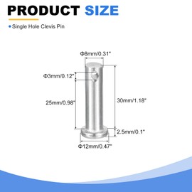 sourcing map 8Pcs 5/16" x 1-3/16" Single Hole Clevis Pins, 304 Stainless Steel Flat Head Clevis Pins Hitch Pin for Trailer Latch, Mechanics Repair, Furniture Installation, Industrial Equipment