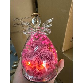 Beferr Gifts for Women Birthday Gifts for Mom Fresh Flowers for Delivery Prime Forever Preserved Rose in Glass Angel Figurine for Grandma Daughter Wife