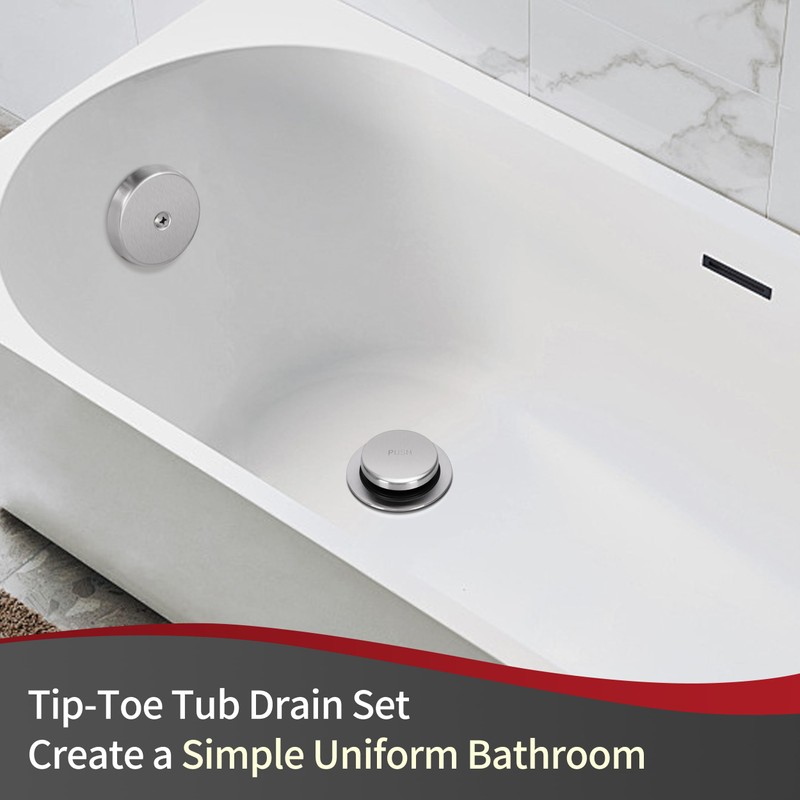 PRIMSOPH Tip-Toe Tub Drain Trim Kit with One Hole Overflow
