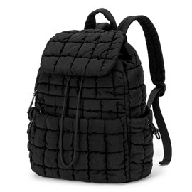 CLUCI Puffy Quilted Backpack for Women, Lightweight Backpack for Gymming and Traverling (Black)
