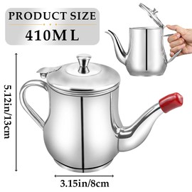 DOERDO Stainless Steel Oil Strainer Pot with Fine Mesh Strainer, 24oz Oil Pot Dispenser Bottle, Oil Storage Container for Kitchen Cooking, Silver