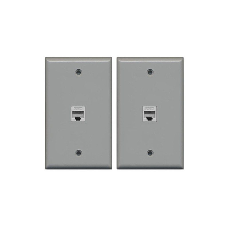 (2 Pack) RiteAV 1 Port Cat5e Rj45 Ethernet Wall Plate