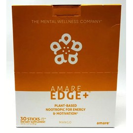 Amare Edge Plant Based Nootropic Powder Drink for Endurance and Motivation, Mango, 30 Servings