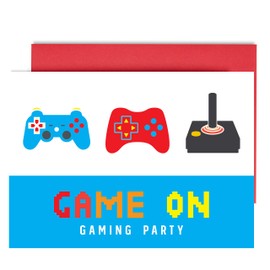 Gamer Party Invitations - Gaming Invites for Birthday Party - A6 Postcard Style with envelopes (Pack 10)