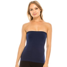 Kurve Parte superior de tubo de longitud media con brasier de estante integrado, tela protectora UV UPF 50+ (fabricado con amor en los Estados Unidos), Azul marino oscuro, X-Small-Medium