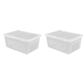 Balacoo 2 pcs Transparent Plastic Reptile Box for Spider Scorpion Gecko Snake and Tortoise Ideal Critter Keeper and Feeding Container for Crested Gecko Food White