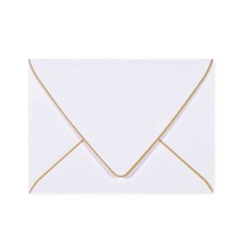 A6 White Envelopes 4 x 6 With Gold Border,- 50 Pack, Quick Self Seal, For 4x6 Cards| Perfect for Weddings, Invitations, Photos, Graduation, Baby Shower| 250GSM Luxury paper|5.25 x 7.25 Inches (White)