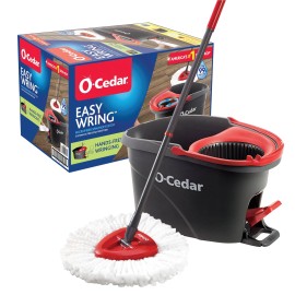 O-Cedar O Cedar EasyWring Spin Mop and Bucket Cleaning System Red Gray High Quality