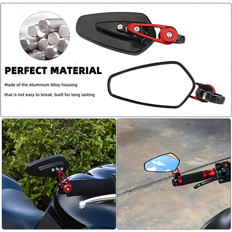 goodfitment - Motorcycle Bar End Mirror, Universal 7/8" Handle Rear