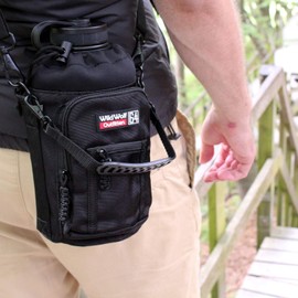 Wild Wolf Outfitters Water Bottle Holder for 64oz Bottles Black - Carry, Protect and Insulate Your Best Flask with This Military Grade Carrier w/ 2 Pockets & an Adjustable Padded Shoulder Strap