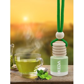 Ikeda Car Scent: Hanging Car Air Freshener | 10ml Round Hanging Car Decoration | With Vent Clip | For Car Home | 1 Piece (10ml Round x 1 Piece, Green Tea)