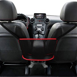 QBUC Car Net Pocket Handbag Holder, Mesh Cargo Car Storage Universal Storage Bag for Handbag Bag (Red)