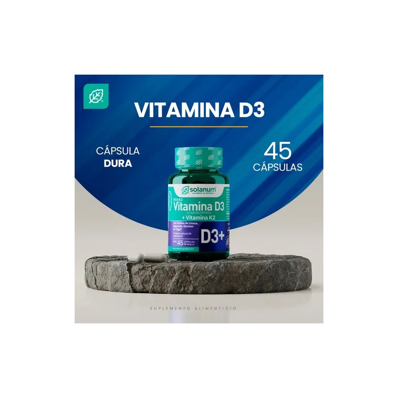 Vitamina D3 + Vitamina K2 Aceite De Linaza Solanum 45