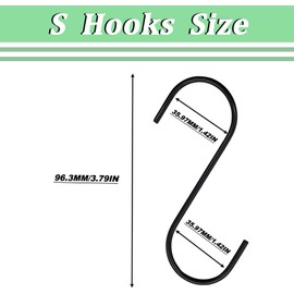 High-PQ 50Pack S Shaped Hooks,3Inch Stainless Steel Small Hooks for Hanging Plants, Towels, Bags, Pans, Pots Suitable for Kitchen, Office, Bathroom, Garden or Outdoor Activities-Black
