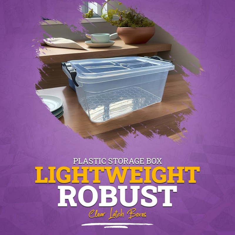 METALLIC TURTLE Clear 3.5L Plastic Storage Boxes with Grey Clip