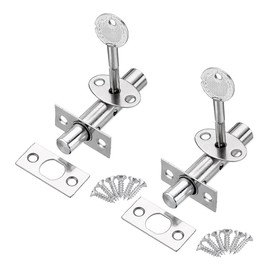 DXLing 2 Sets Door Security Rack Bolt Stainless Steel Door Bolts with 2 Star Keys Mortice Door Lock Bolt Oval Thumb Turn Anti-Theft Door Lock Bolt Protection with Matching Screws for Doors Windows
