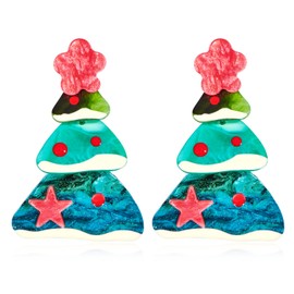 HESSAWELL Christmas Tree Earrings Pendant Cute Stud Earrings Green Christmas Tree for Women Christmas Jewelry Dangle Drop Earrings