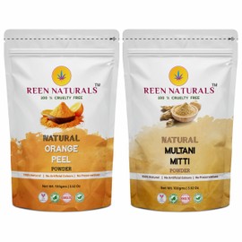 REENNATURALS Reen Naturals Orange Peel And Multani Mitti Powder For Face Pack Skin Brightening Combo Pack (100 Grams Each)
