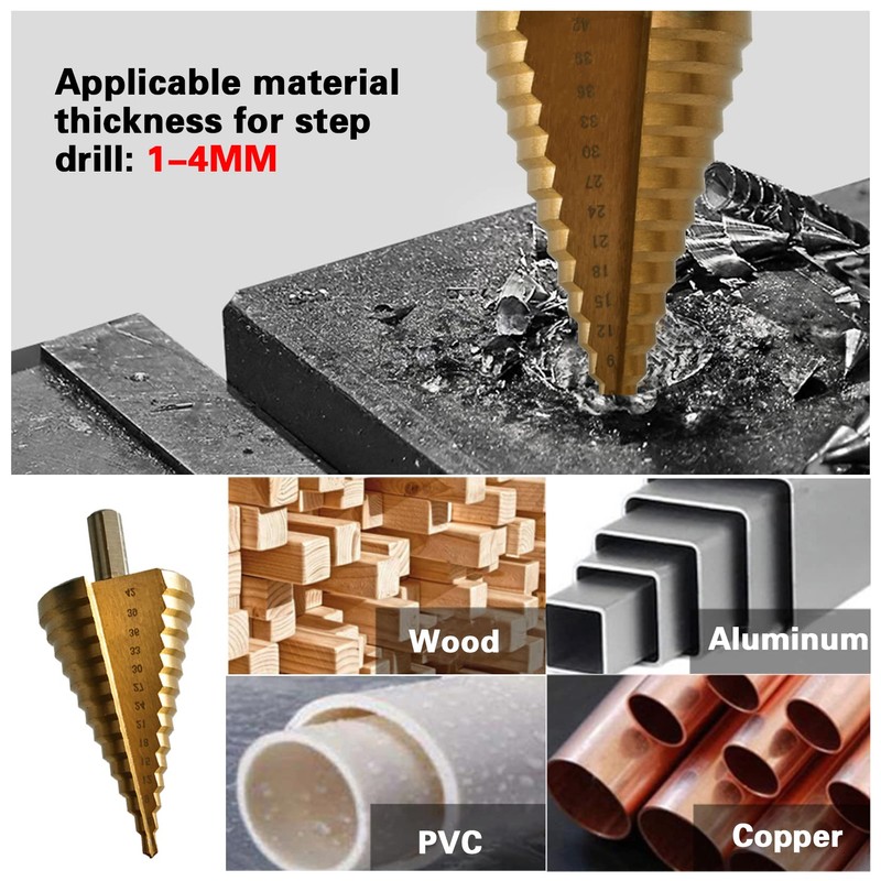 GothicBride Step Drill Bit 4-42 mm HSS Taper Drill 14