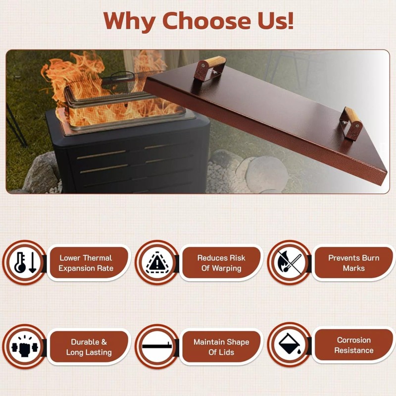 FEBTECH Firepit Lid Compatible for Tiki Brand - 21.5 Smokeless