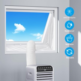 400 cm Sealing Set, Window Seal for Mobile Air Conditioners, Energy Efficient Hot Air Stop for Attaching to Windows, Air Conditioners and Tumble Dryers, Mobile Exhaust Dryer, White, Drill-Free