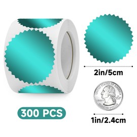 300 Pcs Embossing Stickers - 2'' Green Stickers for Envelopes Seals