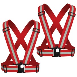 Reflective Running Vest 2-10 Pack, High Visibility Reflective Gear Night Cycling Safety Vest Strap for Men Women Kids, Red, One Size