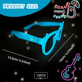 Ruispeed Pack of 10 Neon Glow Glasses Blacklight Party Glasses Glow in the Dark UV Activated for Birthday Wedding Decoration