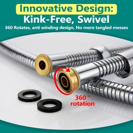 TRIPHIL Kink-free 59" Handheld Shower Head Hose Replacement, Flexible Shower Tube Extension, 100% Metal Stainless Steel Sleeve, Brass/Copper Made Conncetors 360 Degree Swivel Chrome 59 Inches