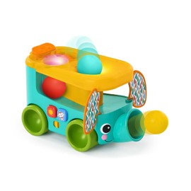 Bright Starts Pop & Roll Safari Bus Ball Play Toy - Juguete de elefante y lanzador, juguete para gatear bebé, unisex, a partir de 6 meses
