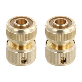 Gkhlg 2 Pcs Brass Hose Connector 1/2 inch Quick Connect Fittings Rust-Proof Garden Hose Connectors and Fittings Easy Install for Home Watering Car Washing Gardening Patio